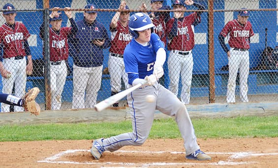 Baseball player swinging