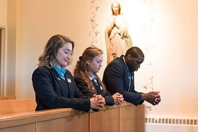 Students praying